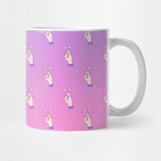 Kpop Korean Finger Heart Pattern, Funny K-Pop Design Purple Pink Degraded Army Style Gift by Printofi.com